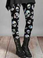 Elorivane Women's Plus Size Floral Print Leggings - Stretchy All-Season Pants, Perfect For Themed Parties - Image 9