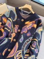 Elorivane Plus Size Fair Isle Floral Gem Button Crew Neck Knit Cardigan - Image 5