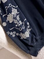 Elorivane Plus Size Floral Embroidery Sweatshirt, Crew Neck Long Sleeve Elegant Top, Spring Fall - Image 13