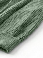 Elorivane Plus Size Sage Green Knitted Hoodie Raglan Sleeve Drawstring Cuffs Minimalist Pullover Sweater for Fall Winter Vacation Smart Casual Wear - Image 3