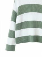 Elorivane Plus Size Colorblock Striped Sweater, Autumn Winter Casual Knit Top - Image 3