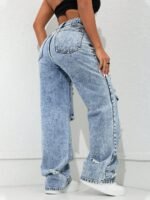Elorivane Women's Distressed Straight Leg Jeans, American Street Style Casual Spring Fall - Image 2