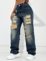 Elorivane Purple Straight Leg Jeans, Y2K Carnival Street, High Waist Slant Pockets, Casual Spring Fall Pants - Image 4