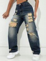 Elorivane Purple Straight Leg Jeans, Y2K Carnival Street, High Waist Slant Pockets, Casual Spring Fall Pants - Image 5