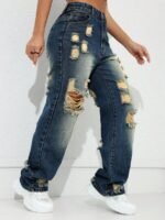 Elorivane Purple Straight Leg Jeans, Y2K Carnival Street, High Waist Slant Pockets, Casual Spring Fall Pants - Image 7