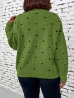 Elorivane Plus Size Polka Dot Sweater, Crew Neck Long Sleeve Knit Pullover, Fall Thanksgiving Casual Daily Top - Image 7