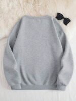 Elorivane Plus Size Navy American Flag Lettering Thermal Sweatshirt, Crew Neck Long Sleeve Pullover, Fall Winter Casual Top - Image 11