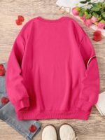 Elorivane Plus Size Sage Green Heart Graphic Crew Neck Pullover Sweatshirt for Fall Winter Teacher Graduation Smart Casual Outfits - Image 2