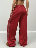 Elorivane Women Red Leopard Straight Pants, Baggy Athleisure Back-To-School Trousers - Image 4
