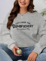 Elorivane Plus Size Letter Print Round Neck Sweatshirt for Autumn Winter Casual Wear - Image 9