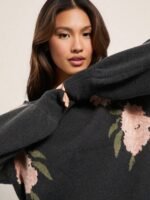Elorivane Women Floral Jacquard Knit Sweater, Boatneck Long Sleeve Western Cowgirl Fall Winter Rodeo Top - Image 4