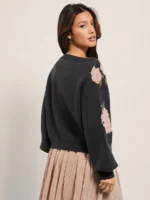 Elorivane Women Floral Jacquard Knit Sweater, Boatneck Long Sleeve Western Cowgirl Fall Winter Rodeo Top - Image 5