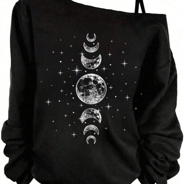 Elorivane Plus Size Moon & Star Print Sleeveless Camisole Long Sleeve T-Shirt for Spring Summer Spring Break Fall