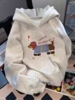 Elorivane Women's Dachshund Print Hooded Sweatshirt, Long Sleeve Casual