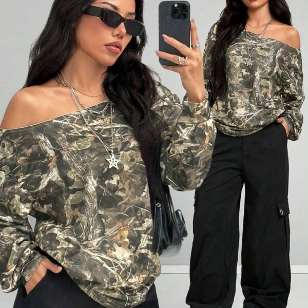 Elorivane Tween Girls Y2K Graphic Sweatshirt, Stretchy Off The Shoulder Top