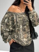Elorivane Tween Girls Y2K Graphic Sweatshirt, Stretchy Off The Shoulder Top - Image 3