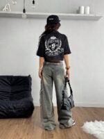 Elorivane Women Green Sport Graphic Crop Top, Loose Short Sleeve Back To School Festival Shirt - Image 9