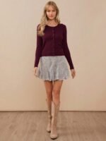Elorivane Women Crewneck Button Front Cardigan, Long Sleeve Western Cowgirl Fall Winter Country Sweater - Image 6