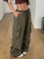 Elorivane Women Vintage Western Y2K Low Waist Parachute Cargo Pants, Summer Streetwear Trousers - Image 4