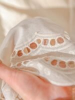 Elorivane Plus Size Apricot Shirt, Hollow Lace Patchwork Slightly Sheer, Spring Summer Vacation Casual Blouse - Image 7