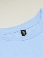 Elorivane Plus Size Light Blue Round Neck T-Shirt "One Day At A Time" Heart Print Soft Polyester for Summer Vacation Smart Casual Wear - Image 4
