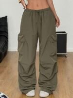 Elorivane Women Vintage Western Y2K Low Waist Parachute Cargo Pants, Summer Streetwear Trousers - Image 3