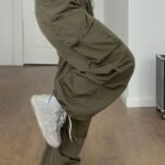 Elorivane Women Vintage Western Y2K Low Waist Parachute Cargo Pants, Summer Streetwear Trousers
