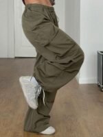 Elorivane Women Vintage Western Y2K Low Waist Parachute Cargo Pants, Summer Streetwear Trousers