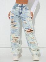 Elorivane Black Straight Leg Jeans, Y2K Rave Vintage, High Waist Side Pocket Slit, Casual Spring Fall Pants - Image 19
