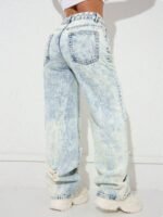 Elorivane Black Straight Leg Jeans, Y2K Rave Vintage, High Waist Side Pocket Slit, Casual Spring Fall Pants - Image 17