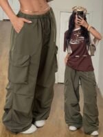 Elorivane Women Vintage Western Y2K Low Waist Parachute Cargo Pants, Summer Streetwear Trousers - Image 6