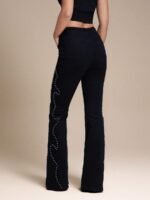 Elorivane Women Black Studded Flared Denim Jeans, High Rise Western Cowgirl Fall Winter Rodeo Festival Pants - Image 5