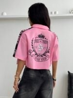 Elorivane Women Green Sport Graphic Crop Top, Loose Short Sleeve Back To School Festival Shirt - Image 14