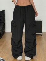 Elorivane Women Vintage Western Y2K Low Waist Parachute Cargo Pants, Summer Streetwear Trousers - Image 9
