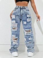 Elorivane Black Straight Leg Jeans, Y2K Rave Vintage, High Waist Side Pocket Slit, Casual Spring Fall Pants - Image 8