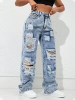 Elorivane Black Straight Leg Jeans, Y2K Rave Vintage, High Waist Side Pocket Slit, Casual Spring Fall Pants - Image 11