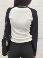 Elorivane Women's Number Graphic Fitted Long Sleeve Top, Raglan Sleeve Casual Spring - Image 2
