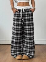Elorivane Women Checked Wide Leg Pants, Loose Casual Fall Trousers - Image 4