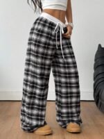 Elorivane Women Checked Wide Leg Pants, Loose Casual Fall Trousers - Image 6