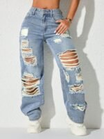 Elorivane Black Straight Leg Jeans, Y2K Rave Vintage, High Waist Side Pocket Slit, Casual Spring Fall Pants - Image 43