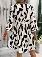 Elorivane Plus Size Plant Print Dress, Flare Sleeve Loose Casual Vacation Midi Dress - Image 2