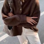 Elorivane Women's Vintage Knit Cardigan | Loose Old Money Style, Commuter Autumn Winter Sweater