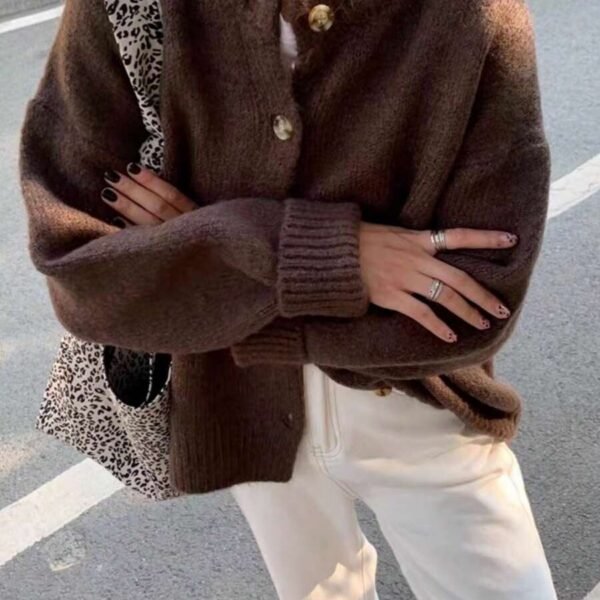 Elorivane Women's Vintage Knit Cardigan | Loose Old Money Style, Commuter Autumn Winter Sweater