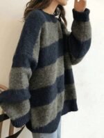 Elorivane Women's Retro Korean Chunky Knit Oversized Pullover Sweater, Autumn Winter - Image 6