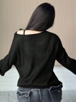 Elorivane Plus Size Star Graphic Sweater, Mesh Crew Neck Loose Streetwear Early Autumn Top - Image 2