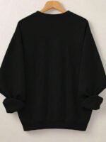 Elorivane Plus Size Letter Print Round Neck Sweatshirt for Autumn Winter Casual Wear - Image 14