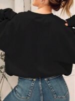 Elorivane Plus Size "Kindness Is Free" Graphic Sweatshirt, Black Cowboy Style, Fall Winter Back To School Casual Top - Image 2