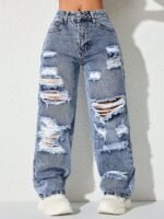 Elorivane Black Straight Leg Jeans, Y2K Rave Vintage, High Waist Side Pocket Slit, Casual Spring Fall Pants - Image 30