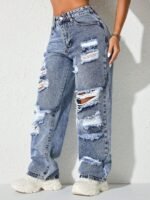 Elorivane Black Straight Leg Jeans, Y2K Rave Vintage, High Waist Side Pocket Slit, Casual Spring Fall Pants - Image 33