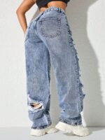 Elorivane Black Straight Leg Jeans, Y2K Rave Vintage, High Waist Side Pocket Slit, Casual Spring Fall Pants - Image 32